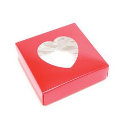 3 oz Red Candy Box with Heart Window