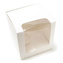 White Cube Candy Apple Box with Window