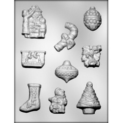 Fireplace, Tree, Ornaments & Candy Cane Candy Mold