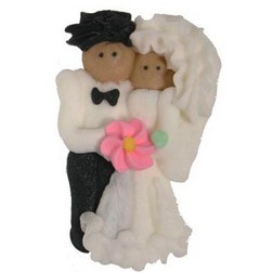 African American Bride and Groom 1 3/4" Icing Decorations