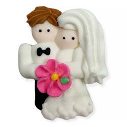 Caucasion Bride and Groom 1 5/8" Icing Decorations