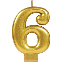 Gold Number 6 Candle