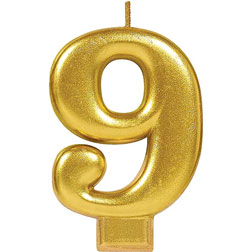 Gold Number 9 Candle