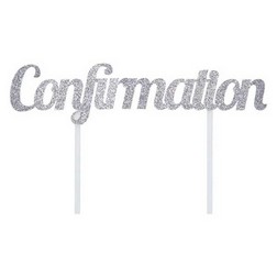 Silver Confirmation Cake Topper