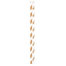 Orange Dots & Stripes Paper Straws