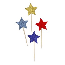 Primary Color Star Cake Picks