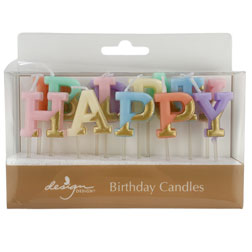 Pastel and Gold Happy Birthday Candles
