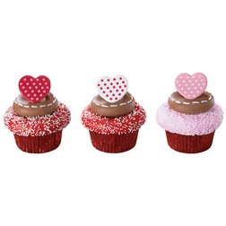 Polka Dot Heart Cupcake Toppers