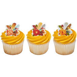 Flowers & Feathers Cupcake Toppers