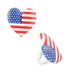 I Love USA Heart Cupcake Toppers