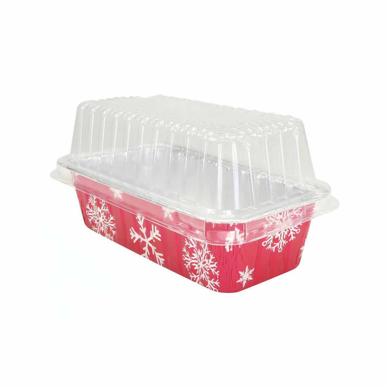 1 LB Snowflake Mini Foil Loaf Pan with Dome Lid