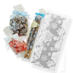 3 1/2" x 2 1/4" x 8 1/4" Snowflake Cellophane Bag