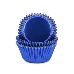 Royal Blue Foil Mini Cupcake Liners /# 6 Candy Cup