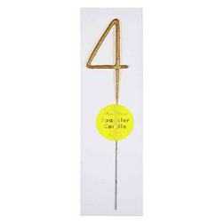 Gold Number 4 Sparkler Candle