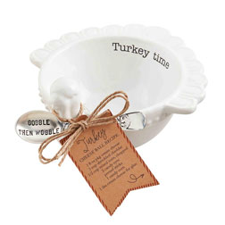 Turkey Time Thanksgiving Bowl and Spoon Set