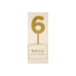 Number 6 Acrylic Gold Cake Topper