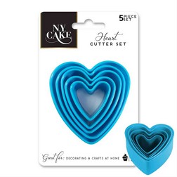 Heart Plastic Cutter Set 5pc