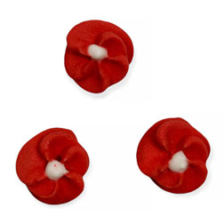Red Button Flowers Icing Decorations