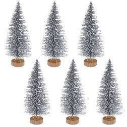 2.75" Snow-Tipped Silver Christmas Tree Cake Toppers