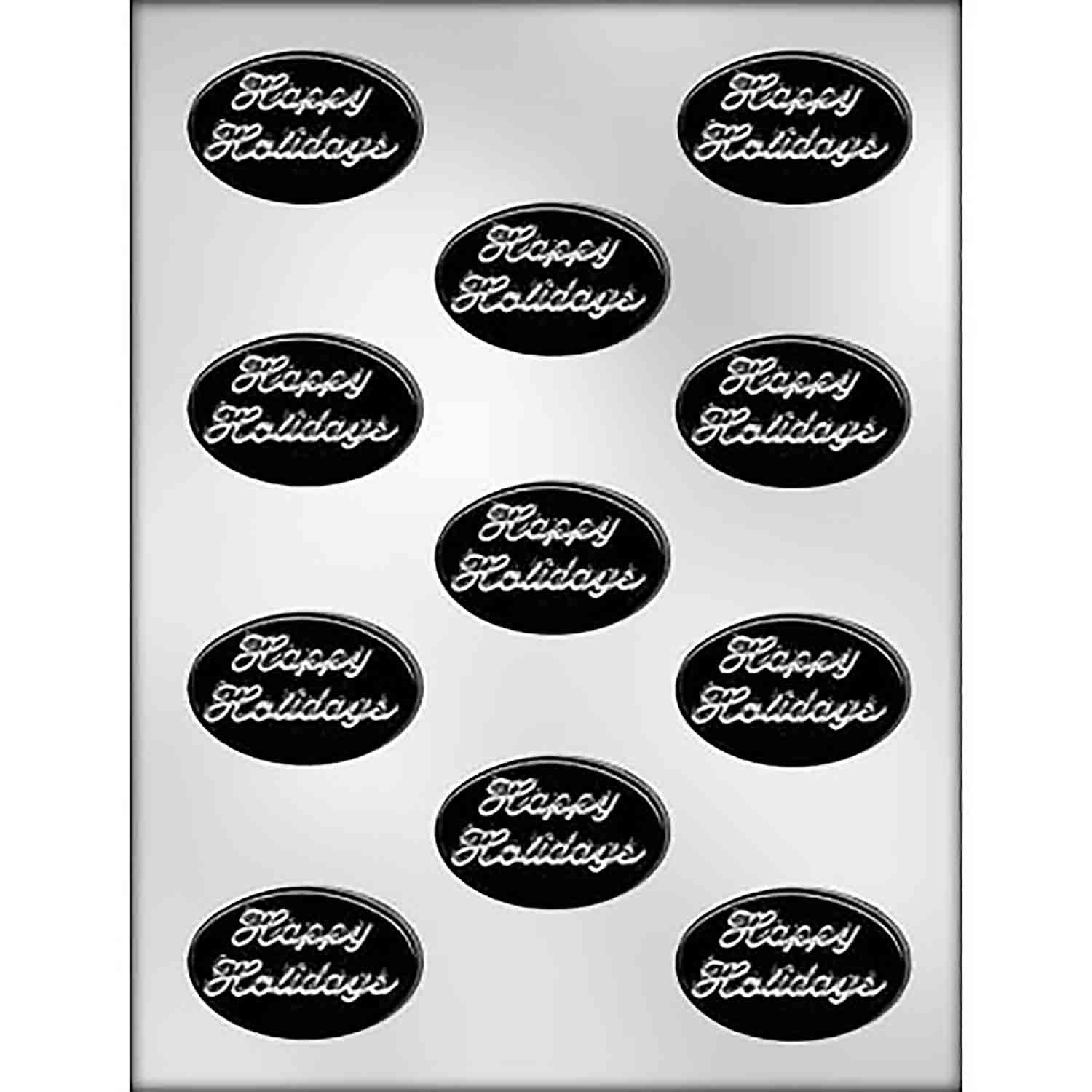 Happy Holidays Oval Chocolate Candy Mold 904068 Country Kitchen SweetArt