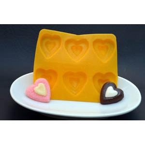 Heart Flexible Yellow Rubber Candy Mold
