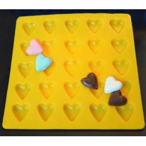 Hearts Flexible Yellow Rubber Candy Mold