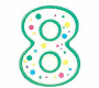 Green Number "8" Candle