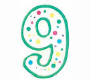 Green Number "9" Candle