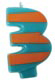 Number Candle 3  Stripes/Dots