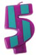 Number Candle 5  Stripes/Dots