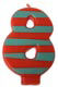 Number Candle 8  Stripes/Dots