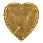 1 lb. Five Section Heart Gold Base Clear Lid  Box