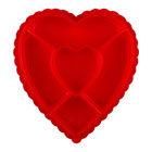1 lb. Five Section Heart Red Base Clear Lid Box