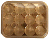 12 Cavity #3 Cup Jewel Gold Base Clear Lid Box