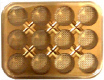 12 Cavity #4 Cup Jewel Gold Base Clear Lid Box