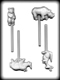 Hard Candy/Cookie Mold-Zoo Animals Sucker I