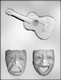 Large Comedy/Tragedy Faces & Guitars Candy Mold