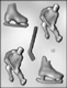 Hockey Player, Puck, Stick & Skates Candy Mold