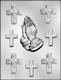 Large Praying Hands w/ Asst. Crosses Candy Mold