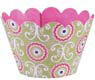 Cupcake Wrapper- Pink and Green Brocade