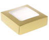  1/2 lb  Single Layer Square Box-Gold with Window