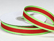 5/8" Lime Green  and Red Stripe Ribbon
