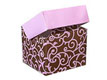 Flip Lid Candy Box- Pink/Chocolate Scroll, 3 3/4"