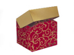 Flip Lid Box- Red and Gold Scroll, 3 3/4"