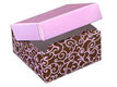 Flip Lid Candy Box- Pink/Chocolate Scroll, 5 3/4"