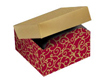 Flip Lid Candy Box- Red and Gold Scroll, 5 3/4"