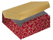 Flip Lid Candy Box- Red and Gold Scroll, 7 3/4"