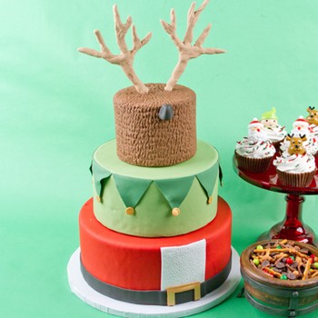 Santa Elf and Reindeer Cake