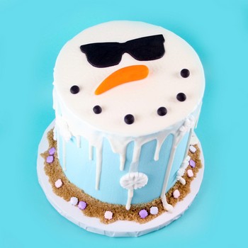 Melting Snowman Drip Cake