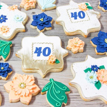 40th Birthday Floral Cookies